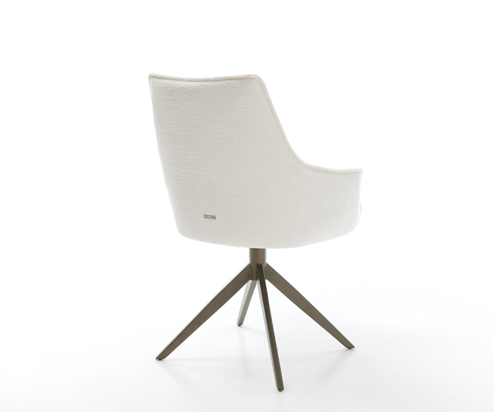 Drehstuhl Alja-Flex mit Armlehnen Bouclé Soft Beige Kreuzgestell breit Effektfinish Titan 360° drehbar Wippfunktion Taschenfederkern 5