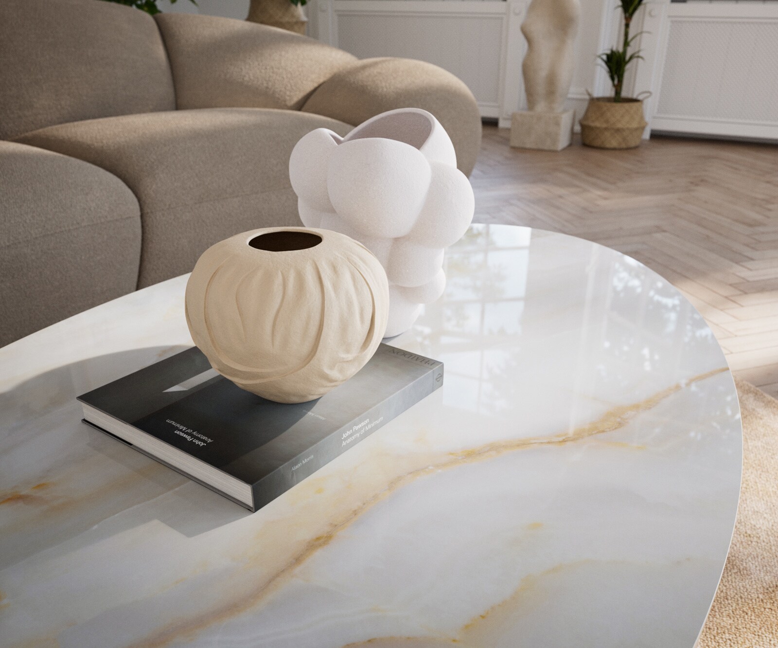 Couchtisch Edge Oval 140x80 cm Keramik Onyx Pearl Conis Metall Schwarz 5