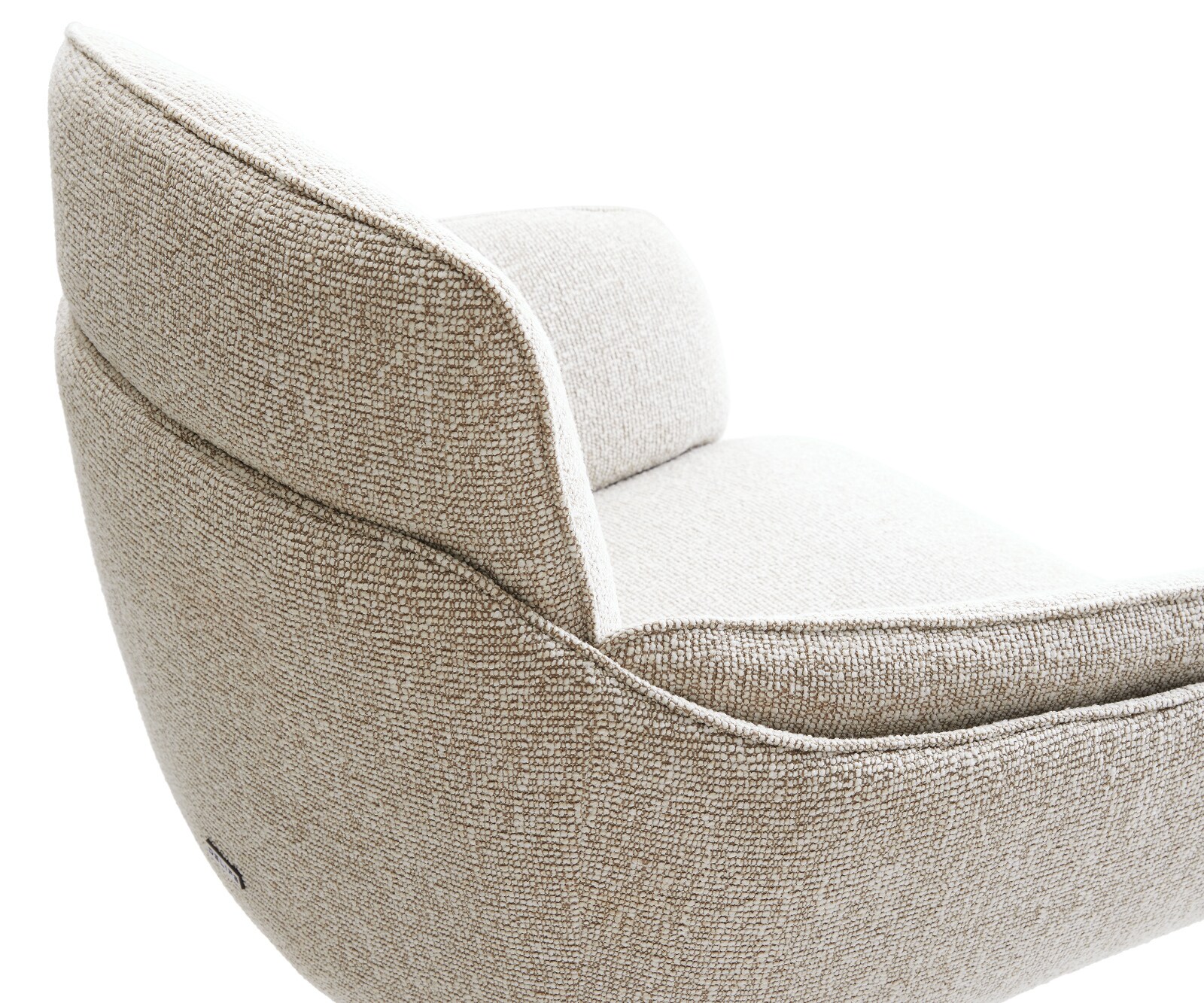 Esszimmerstuhl Luan-Flex mit Armlehnen Webstoff Soft Beige Kreuzgestell konisch Edelstahl 3