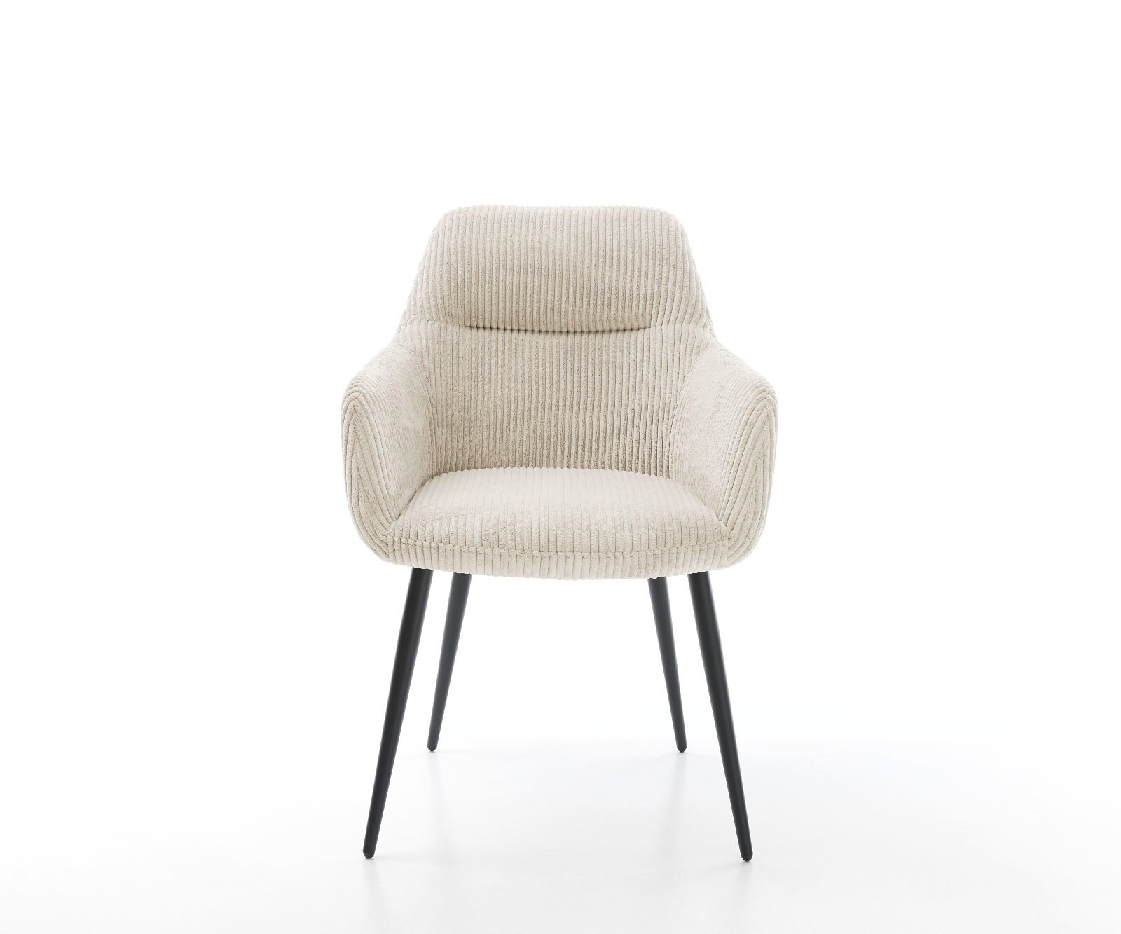 Chaise-de-salle-à-manger Pejo-Flex côtelé beige vintage 4 pieds coniques noir ressorts ensachés 1