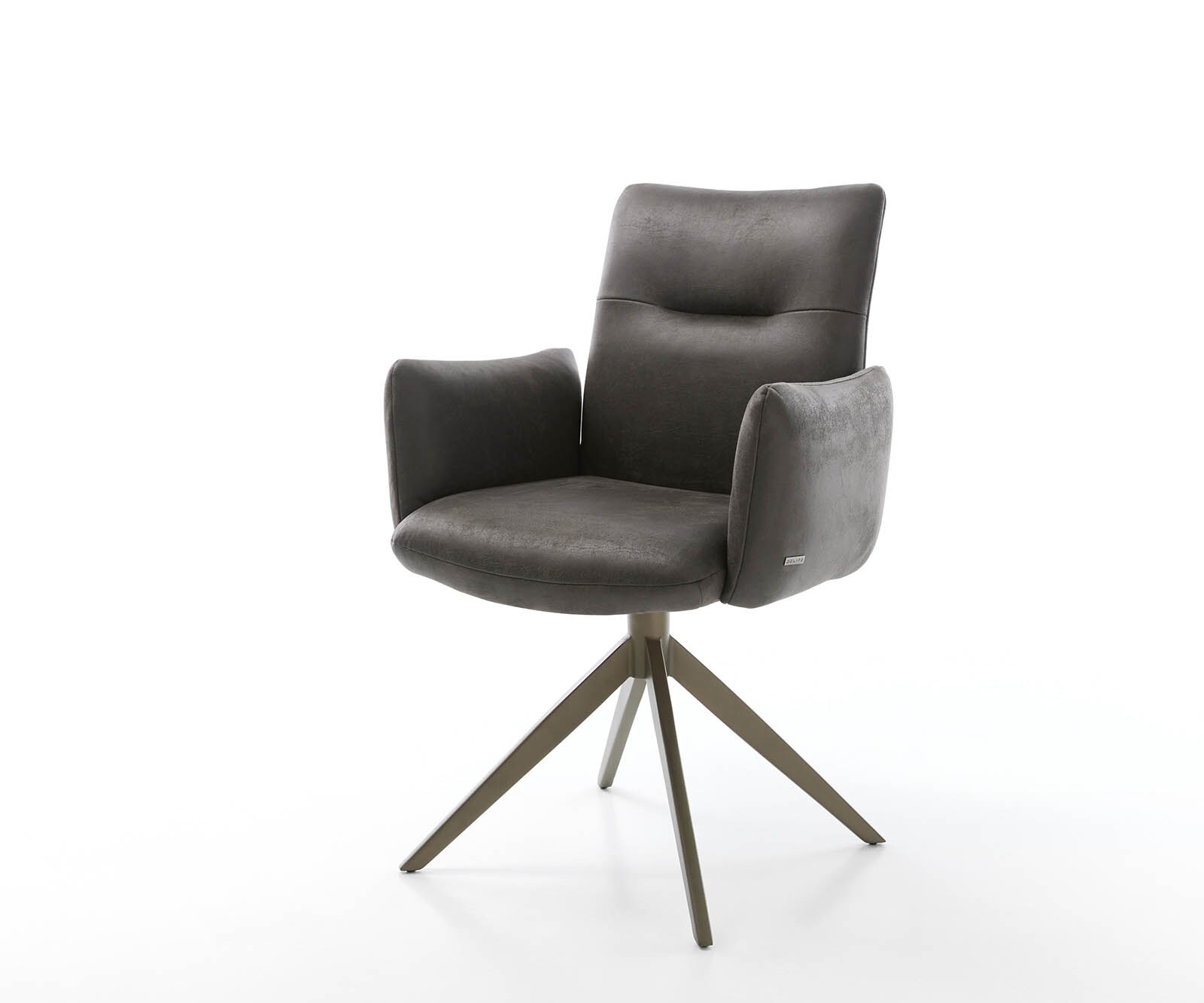 Drehstuhl Jova-Flex mit Armlehnen Anthrazit Vintage Kreuzgestell breit Effektfinish Titan 360° drehbar Taschenfederkern