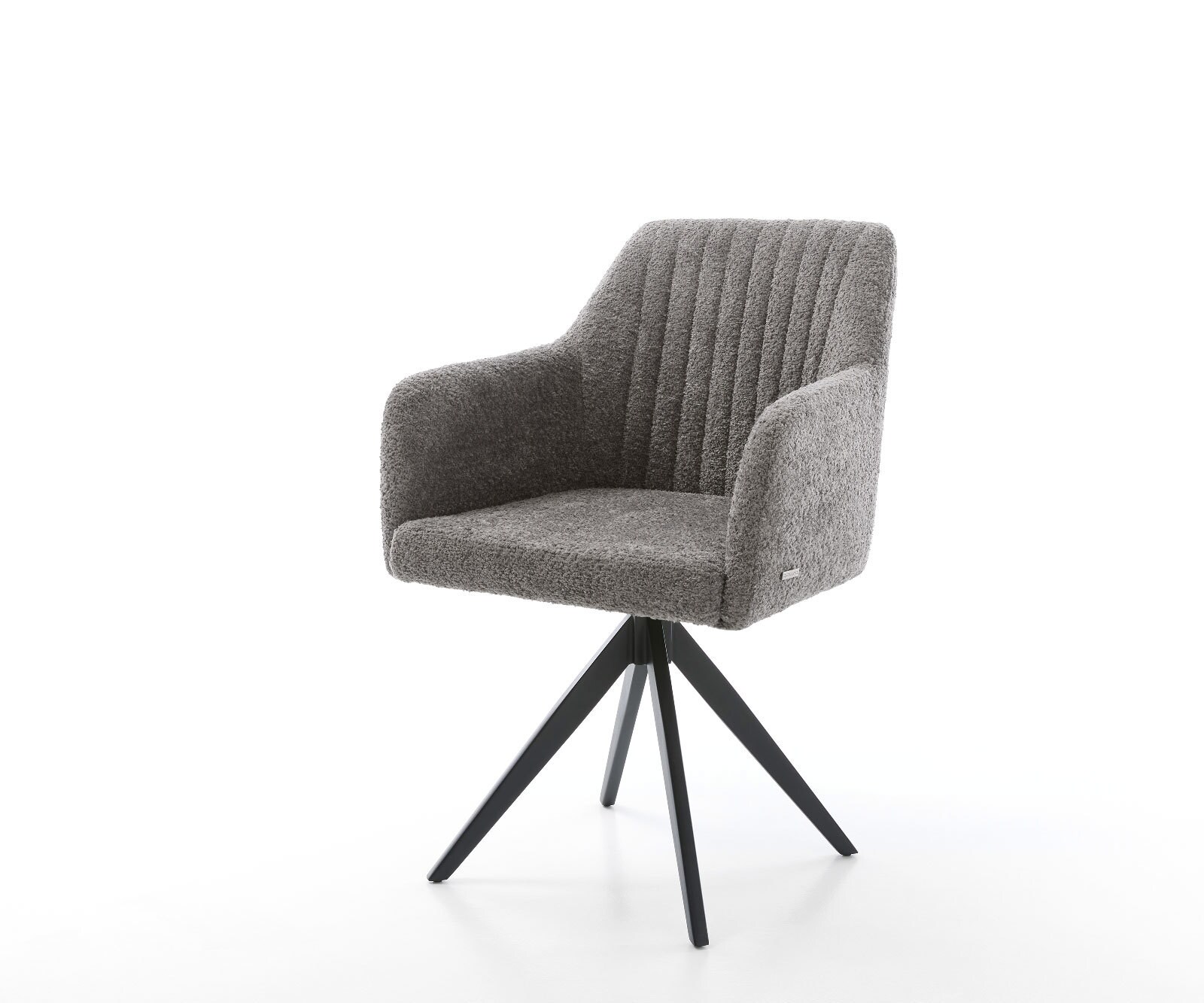 Drehstuhl Greg-Flex Bouclé Grau Kreuzgestell kantig Schwarz 180° drehbar