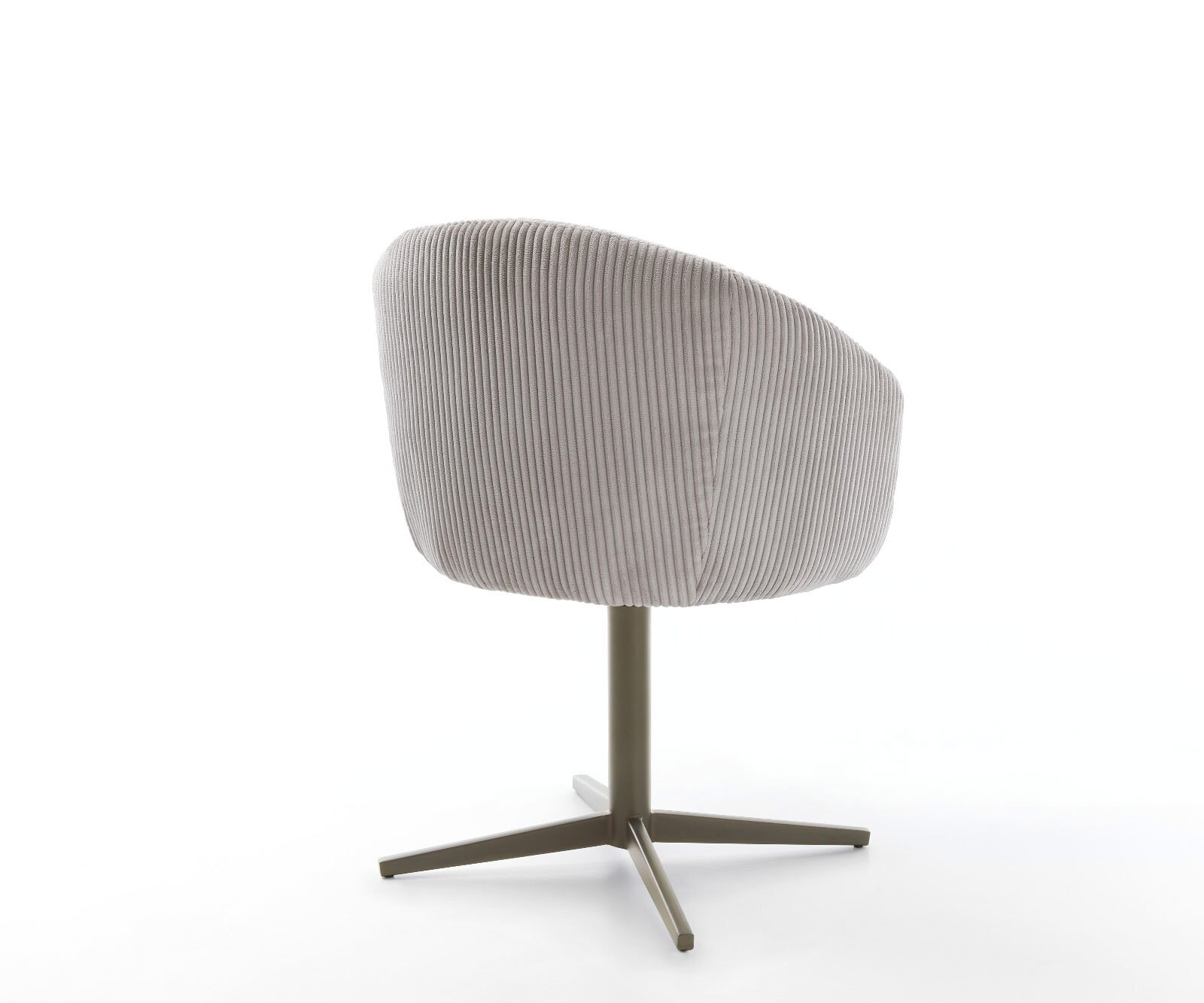 Chaise-pivotante Caja-Flex avec accoudoirs côtelé gris argenté pied de chaise 4 branches aspect titane pivotement sur 360° ressorts ensachés 5