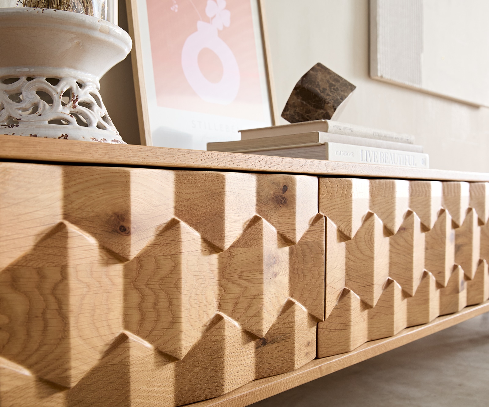 Lowboard Fevo 220 cm Eiche Natur 4 Türen schwebend 5 Lowboard Fevo 220 cm Eiche Natur 4 Türen schwebend 5