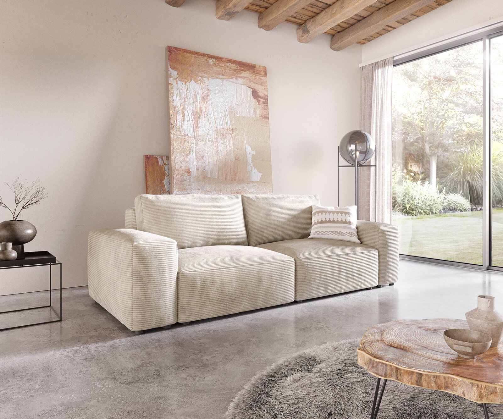 Grand Canapé Lanzo XL 270x130 cm Cordge avec Tabouret 2