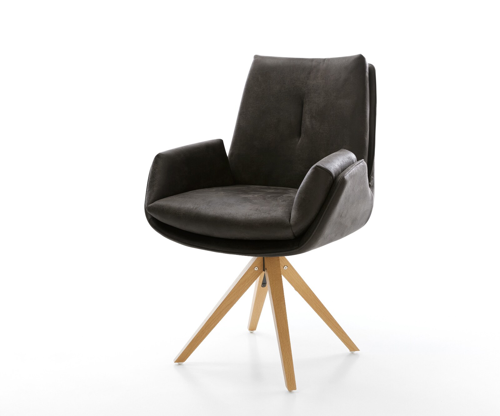 Chaise-pivotante Clea-Flex microfibre antracite vintage pied en bois angulaire naturel pivotement sur 180° 1