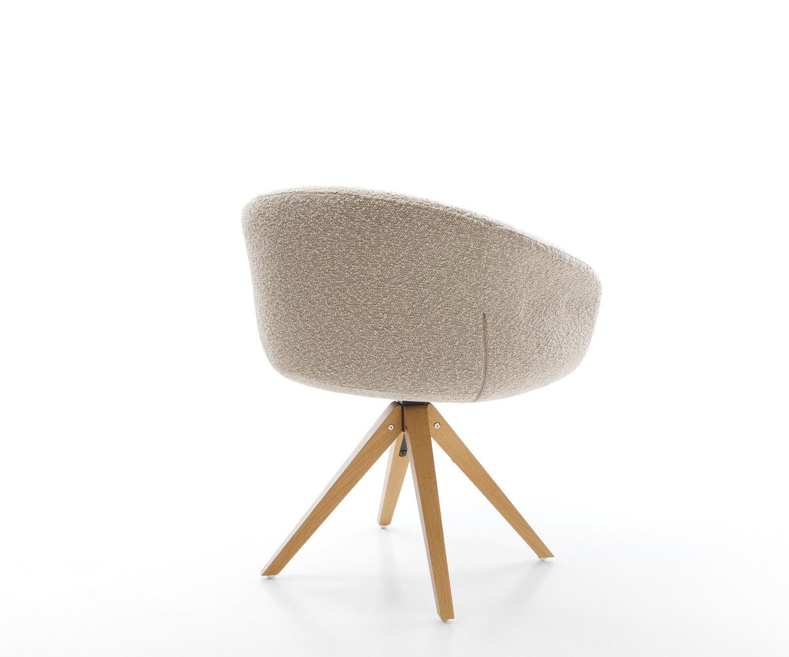 Chaise-pivotante Vinka-Flex avec accoudoirs bouclé boue pied en bois angulaire naturel pivotement sur 180° ressorts ensachés 4