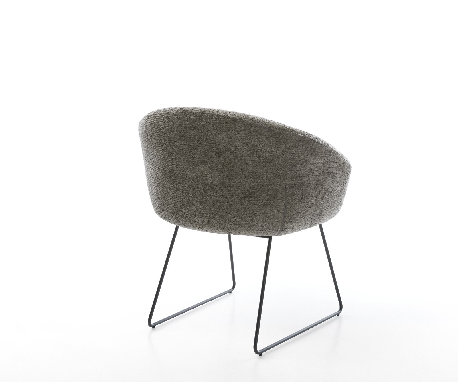 Chaise-de-salle-à-manger Vinka-Flex avec accoudoirs bouclé doux couleur boue pied trapèze noir resorts ensachés 4
