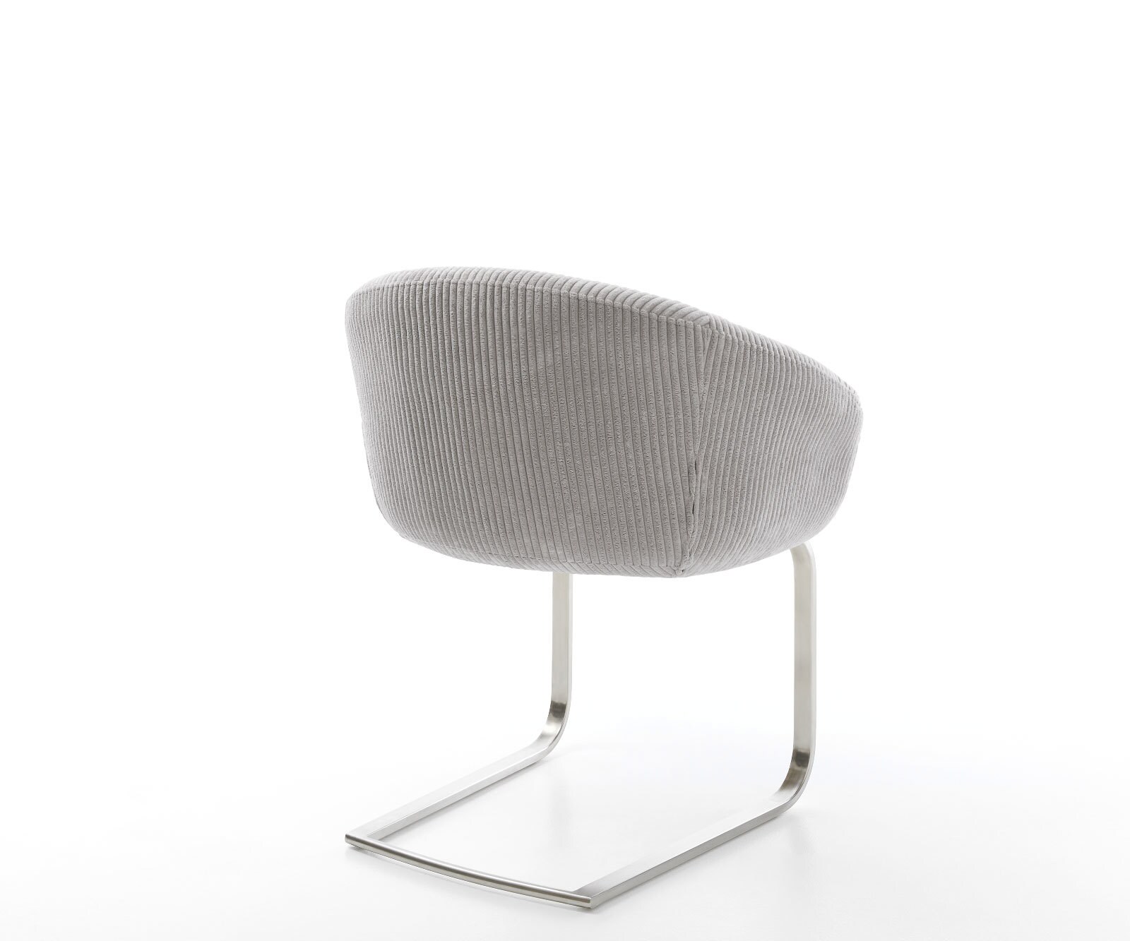 Cantilever Vinka-Flex avec accoudoirs côtelé gris argenté pied cantilever plat acier inoxydable brossé ressorts ensachés 5