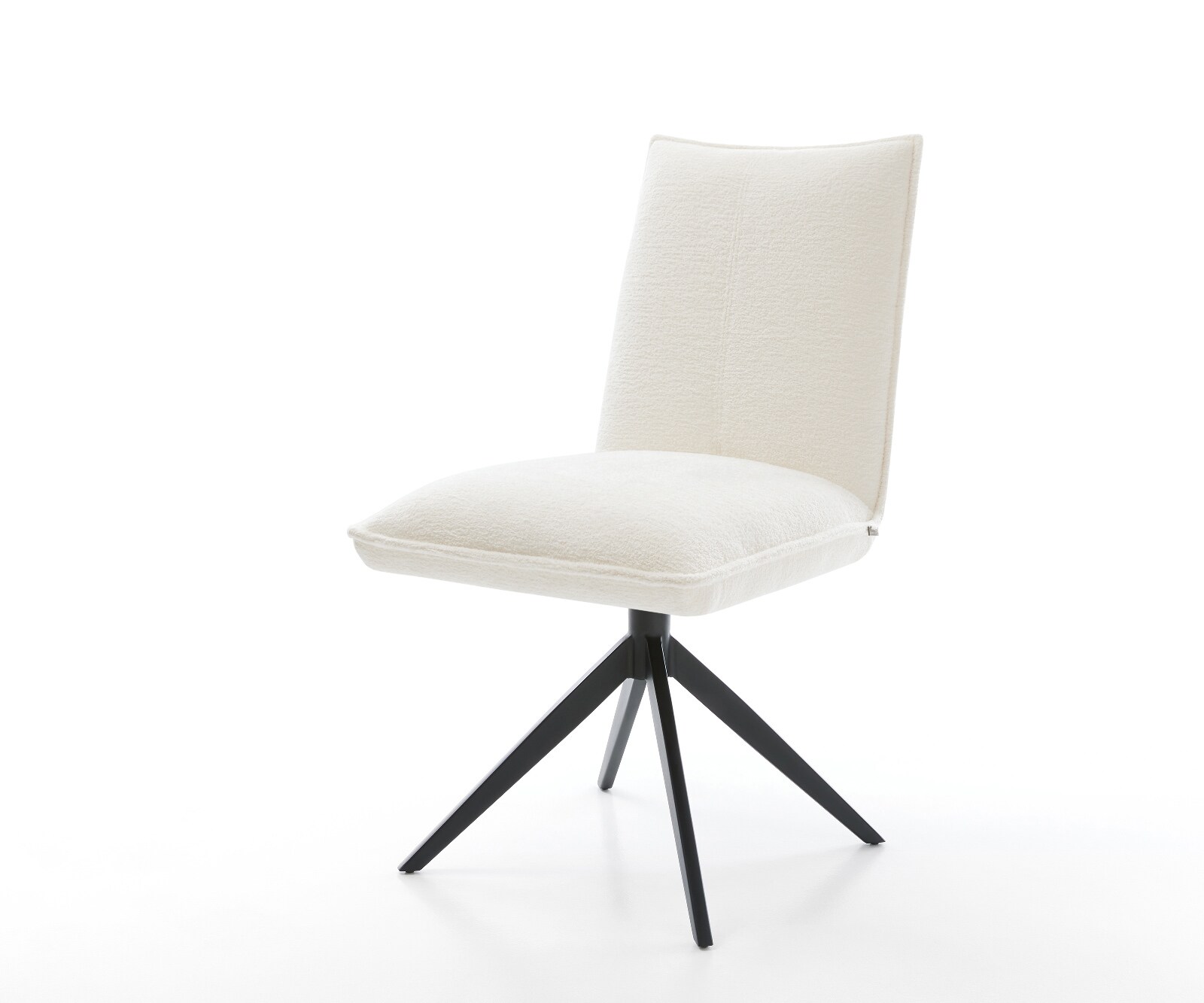 Drehstuhl Lelio-Flex Bouclé Soft Beige Kreuzgestell breit Schwarz 360° drehbar Wippfunktion Taschenfederkern 1