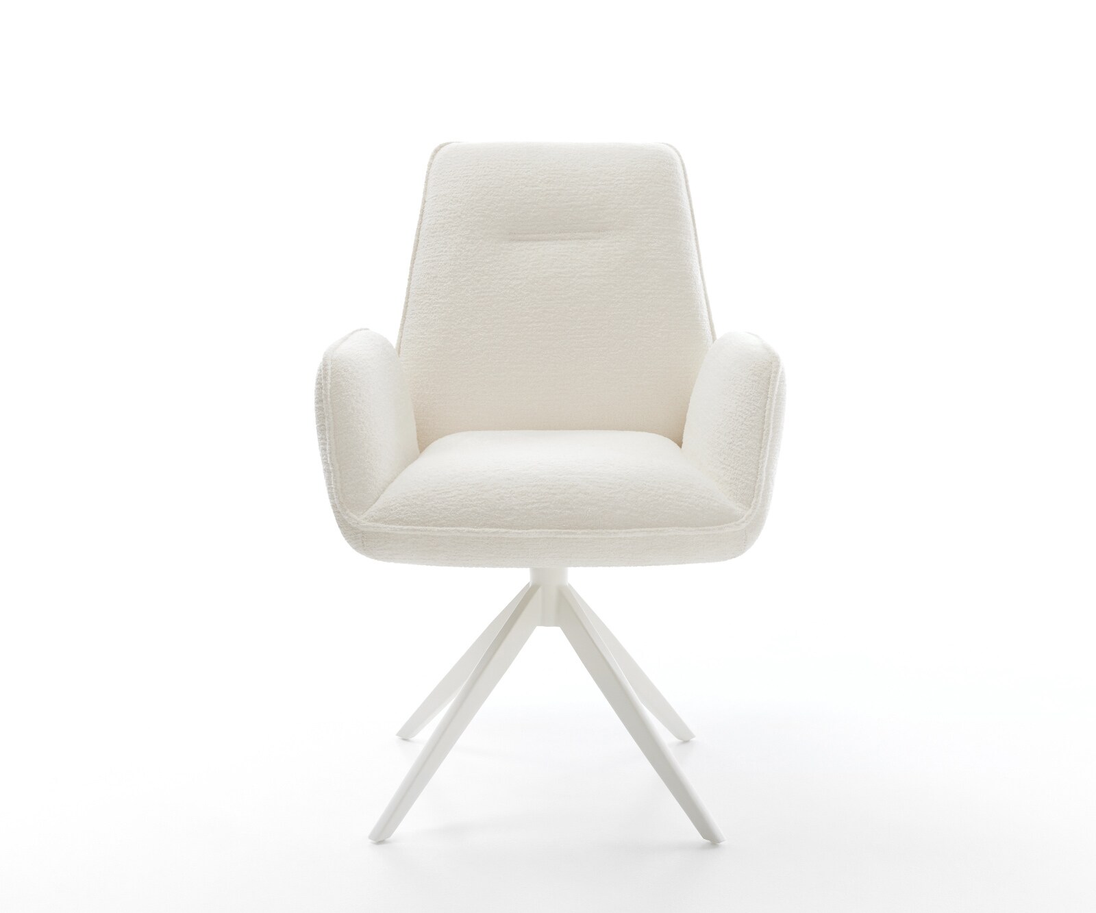 Drehstuhl Zoa-Flex Bouclé Soft Beige Kreuzgestell breit Weiß 360° drehbar Wippfunktion Taschenfederkern 2