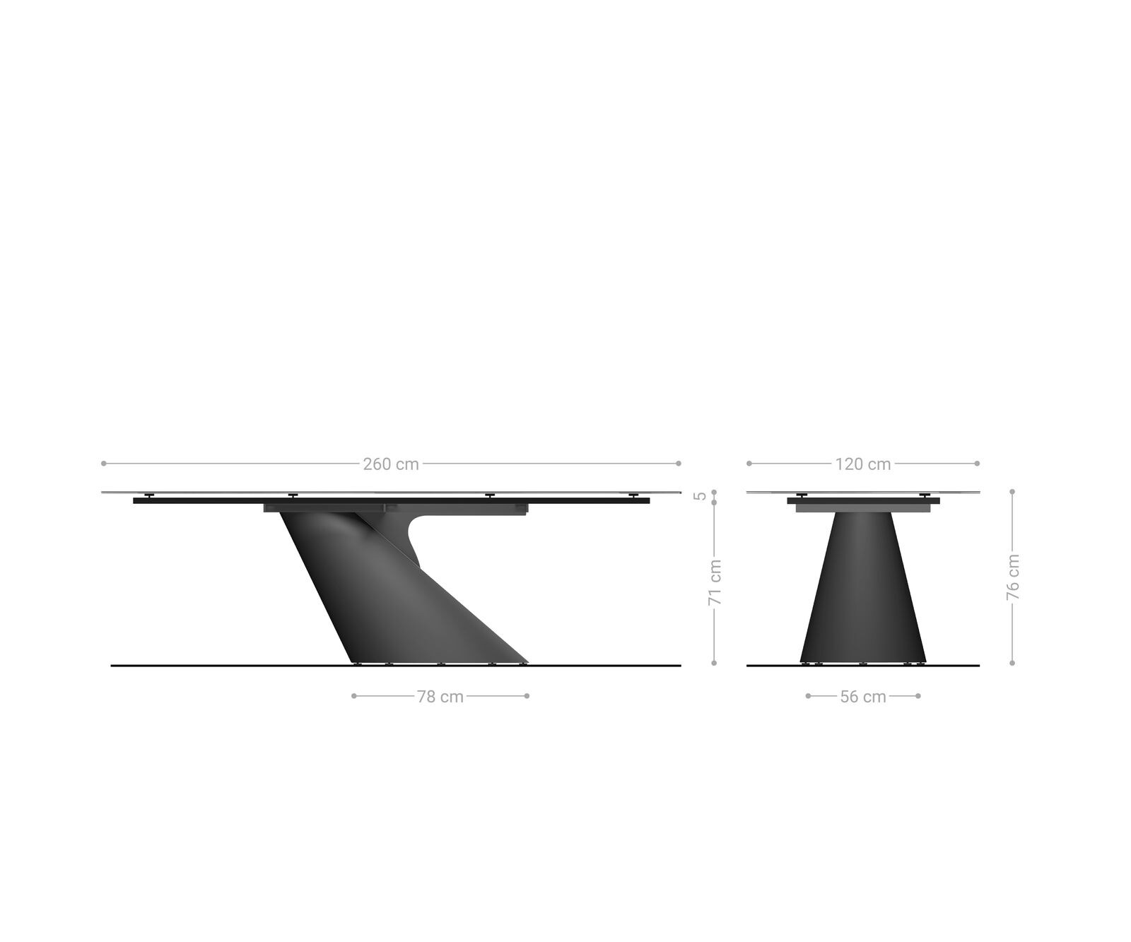 Esstisch Edge Boot 260x120 cm Keramik Onyx Champagne Cono Metall Schwarz 6