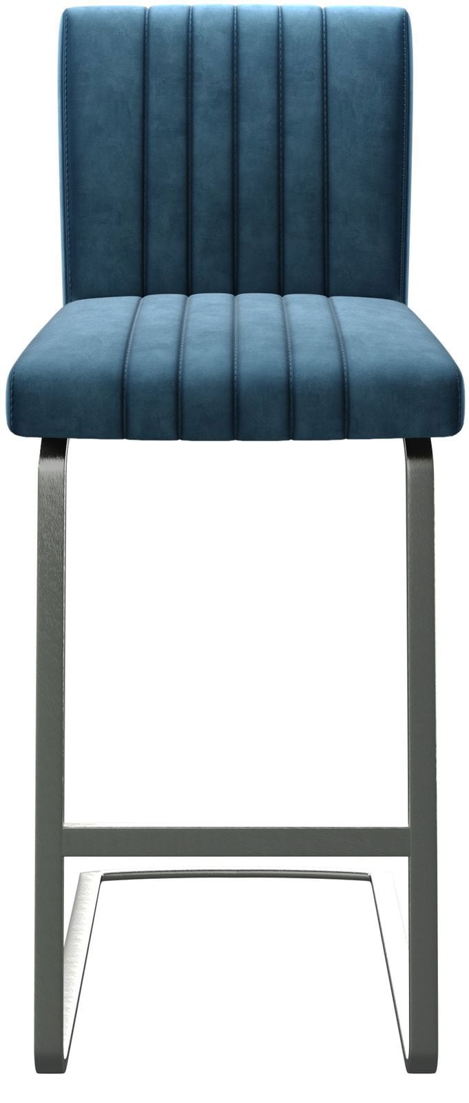 Barstuhl Luiga-Flex Samt Blau Freischwinger flach Edelstahl 3 Barstuhl Luiga-Flex Samt Blau Freischwinger flach Edelstahl 3