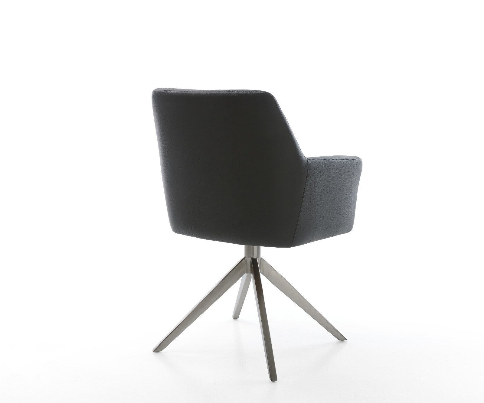Chaise-pivotante Xana-Flex avec accoudoirs cuir de vache noir pied croisé large grafiete pivotement sur 360° fonction bascule ressorts ensachés 4
