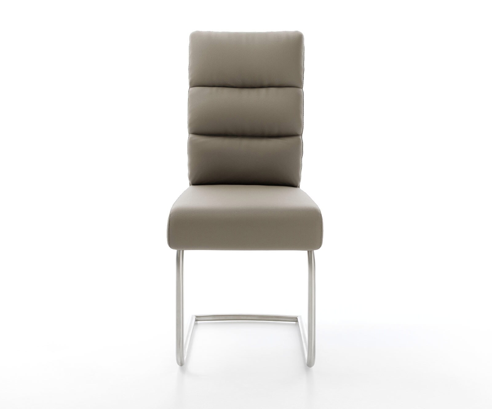 Cantilever Pela-Flex cuir de vache couleur boue pied cantilever rond acier inoxydable brossé ressorts ensachés 1
