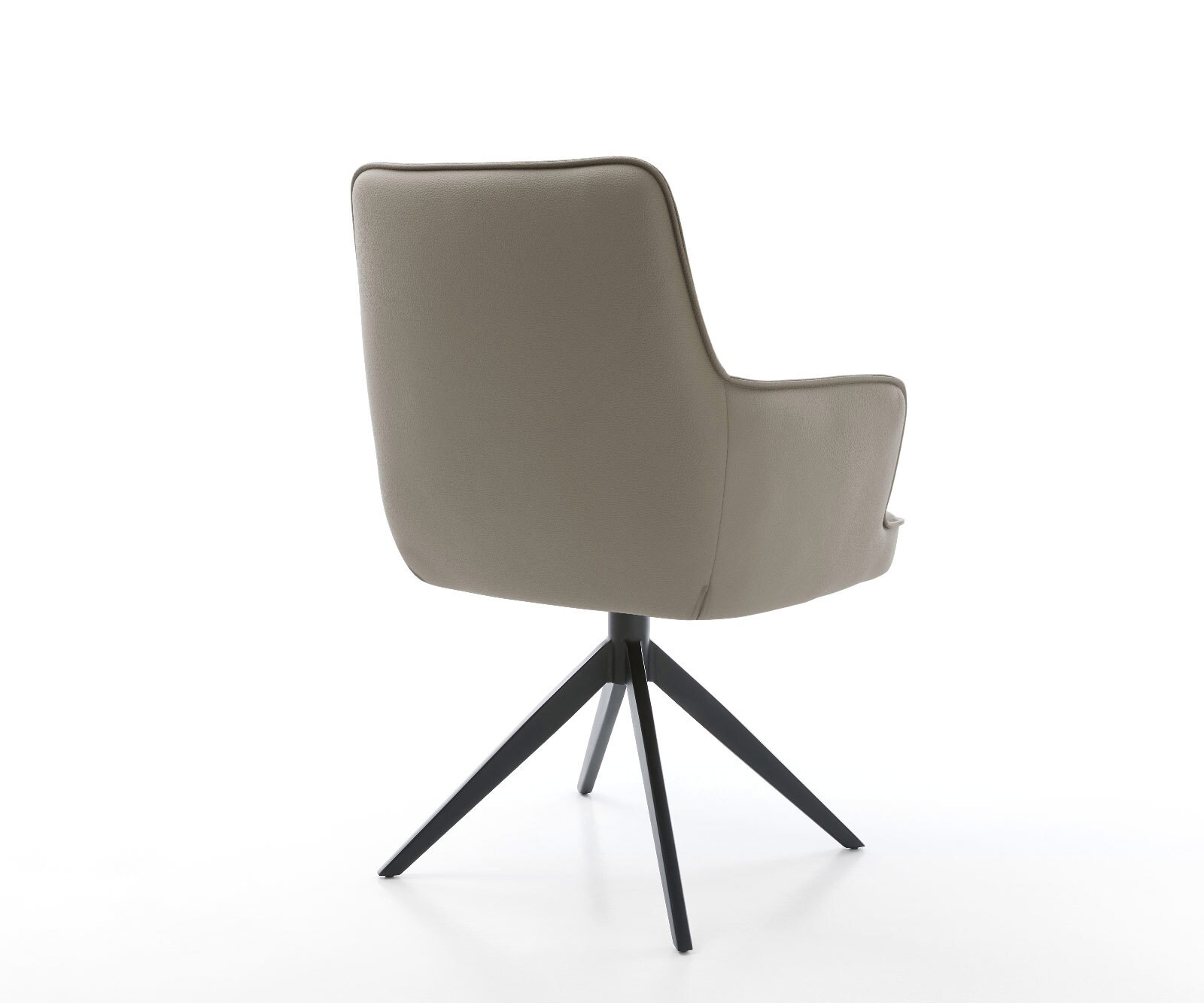 Drehstuhl Heira-Flex mit Armlehnen Echt-Leder Schlamm Kreuzgestell breit Schwarz 360° drehbar Wippfunktion Taschenfederkern 4