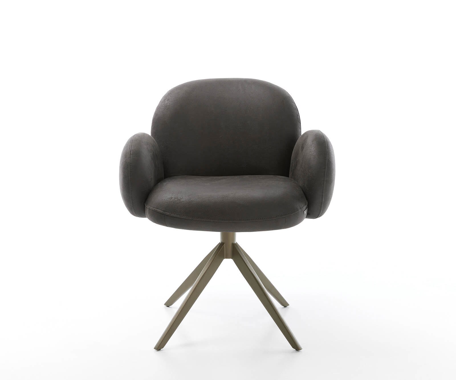 Drehstuhl Nube-Flex mit Armlehnen Mikrofaser Anthrazit Vintage Kreuzgestell breit Effektfinish Titan 360° drehbar Taschenfederkern 2