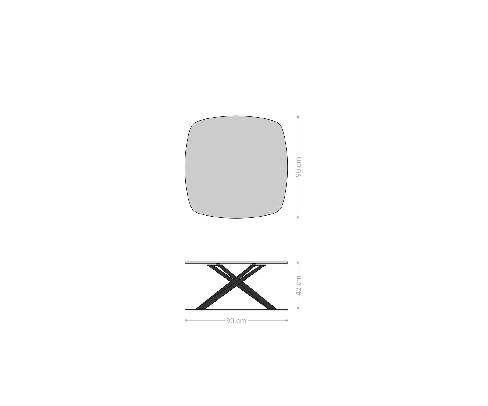 Table basse Edge Boot 90x90 cm céramique Minas Melange Sarity Metall finition effet titane 6