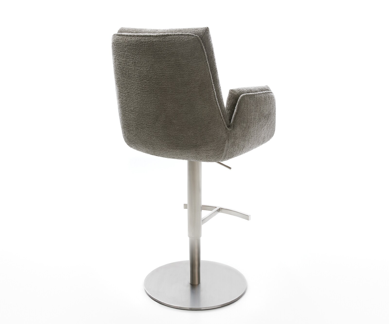 Barstuhl Clea-Flex Bouclé Soft Schlamm Drehfuß höhenverstellbar Edelstahl Silberfarben 4