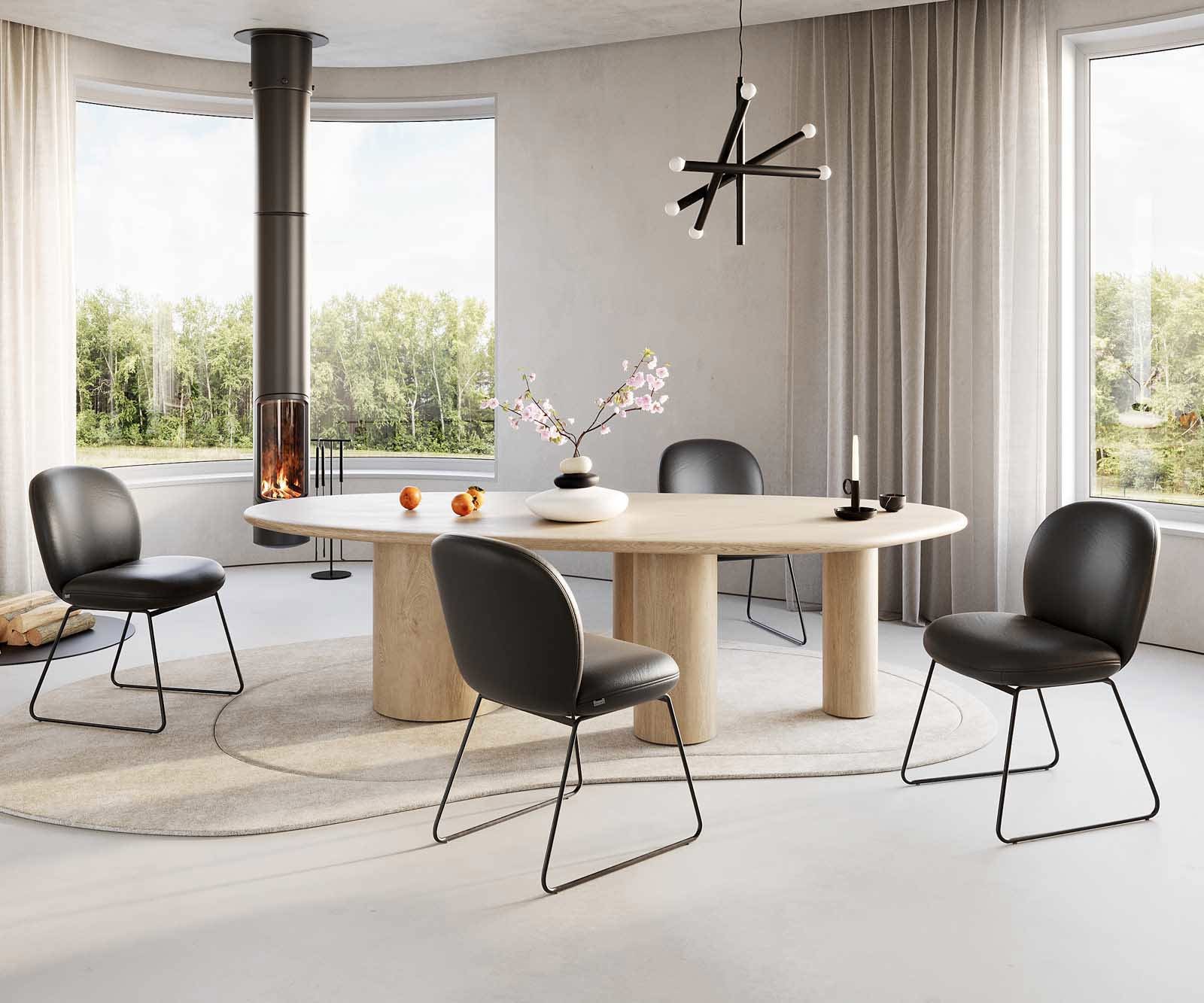 Esszimmerstuhl Nube-Flex Echt-Leder Schwarz Kufengestell Schwarz Taschenfederkern 3 Esszimmerstuhl Nube-Flex Echt-Leder Schwarz Kufengestell Schwarz Taschenfederkern 3