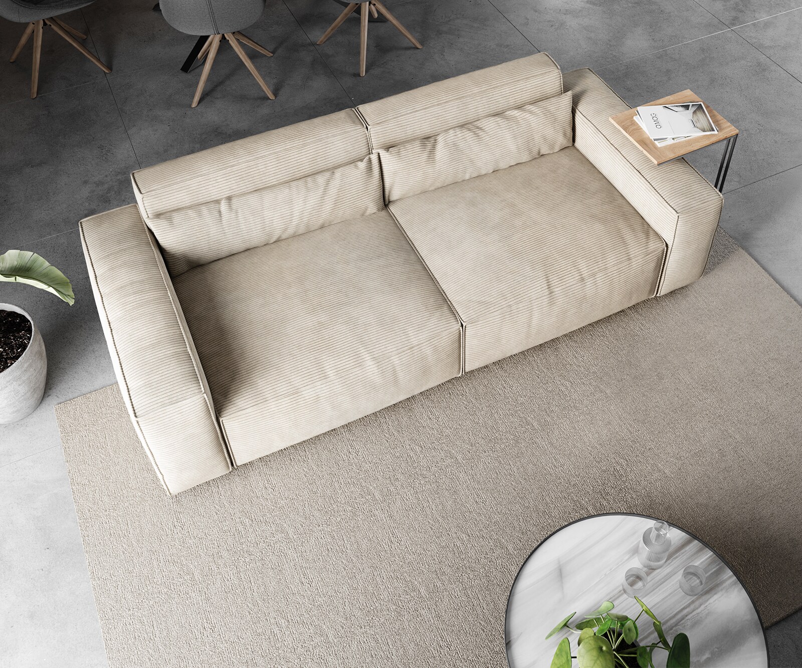 Big-Sofa Sirpio 230x95 cm Cord Beige 3