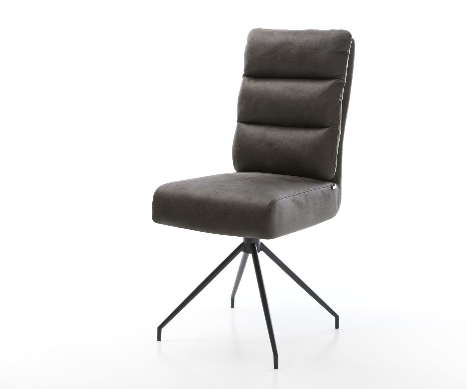 Chaise-de-salle-à-manger Pela-Flex microvelours anthracite vintage pied croisé conique noir ressorts ensachés Chaise-de-salle-à-manger Pela-Flex microvelours anthracite vintage pied croisé conique noir ressorts ensachés