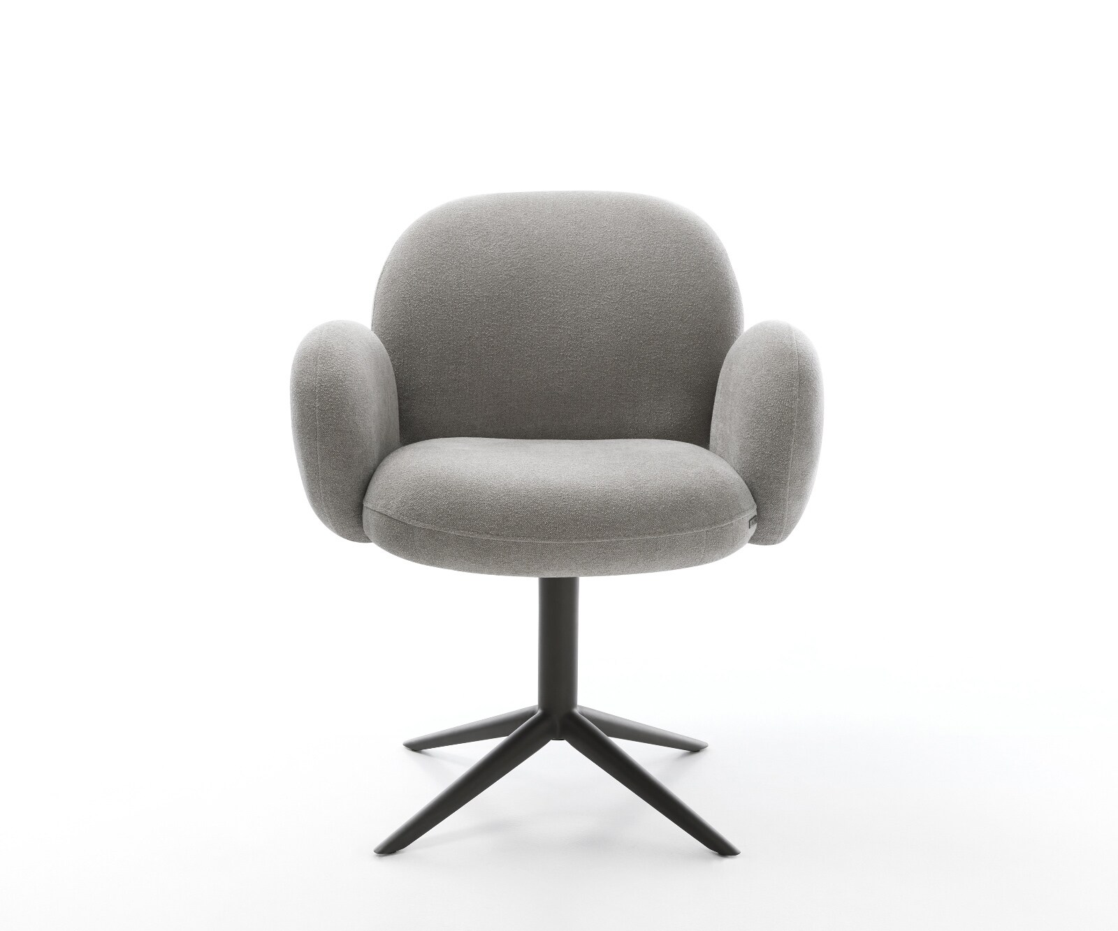 Chaise-pivotante Nube-Flex avec accoudoirs tissu structuré doux gris pied de chaise 4 branches noir pivotement sur 360° fonction bascule resorts ensachés 2