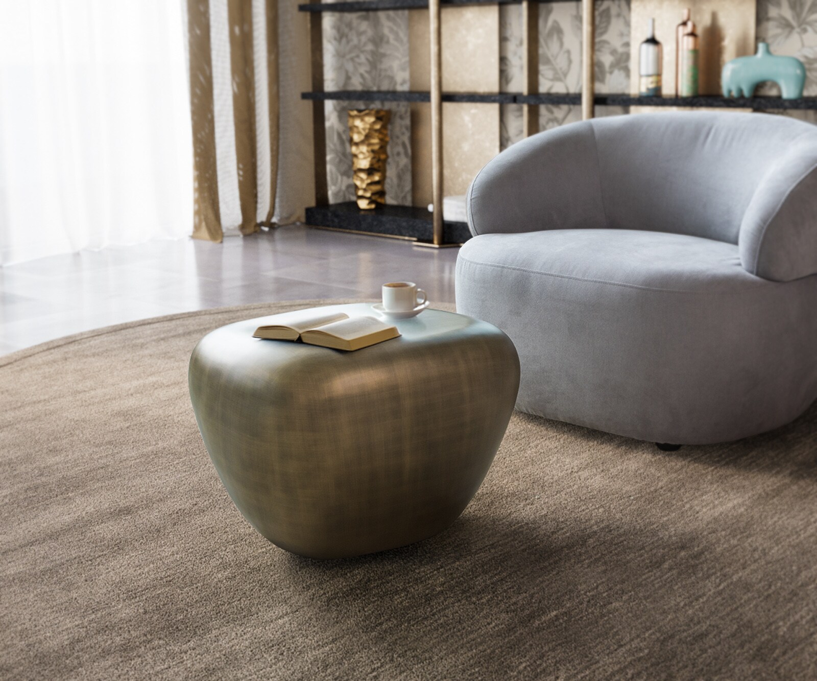 Table basse Caramia 55x45 cm or métallisé 1