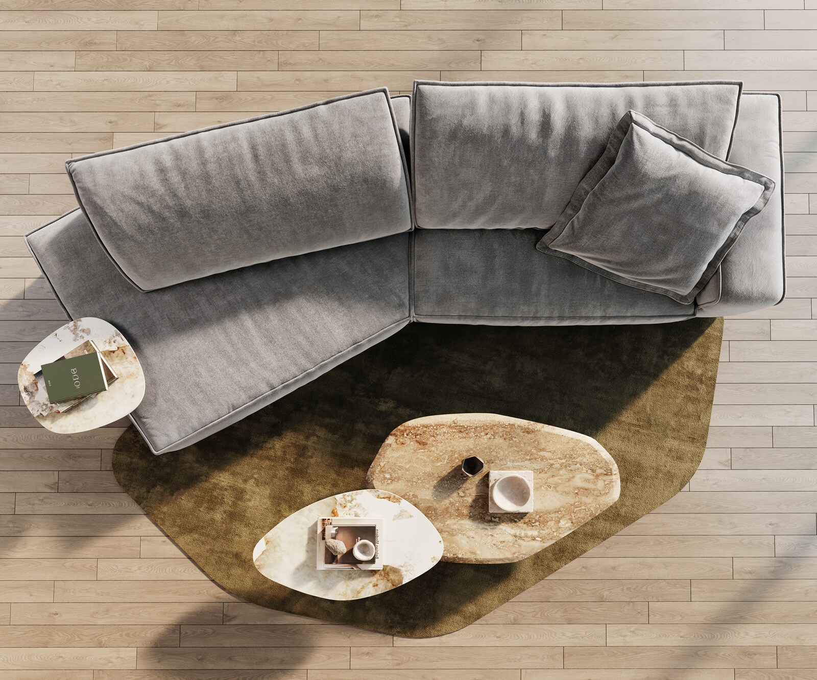 Big-Sofa Snoosh 400x150 cm Strukturstoff Soft Grau Recamiere links 7