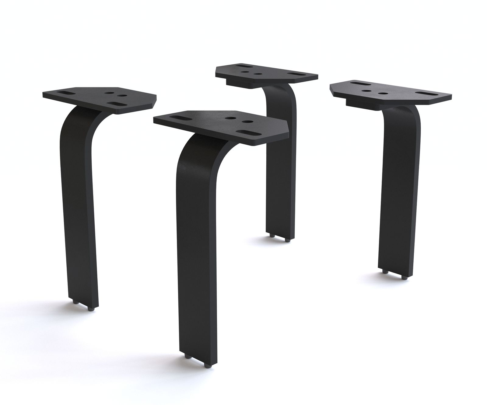 Fuß L-Form 20 cm Metall Schwarz für alle Möbelarten (4er Set)