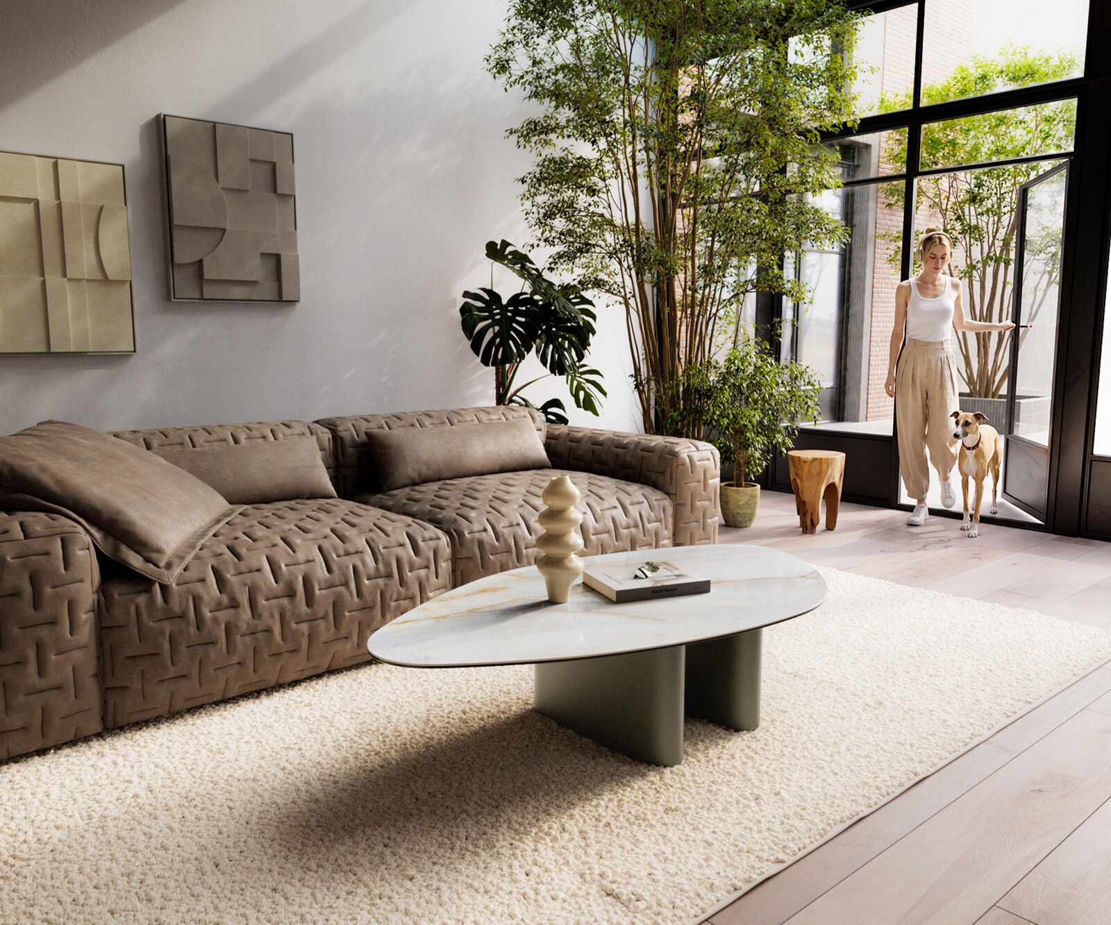Couchtisch Edge Organisch 140x76 cm Keramik Onyx Pearl Ovada Effektfinish Titan 6