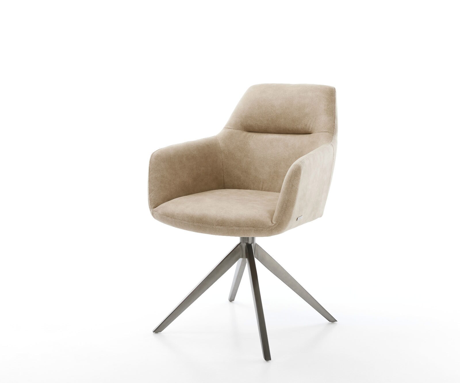 Drehstuhl Pejo-Flex Mikrofaser Beige Vintage Kreuzgestell breit Graphit 360° drehbar Wippfunktion Taschenfederkern 1