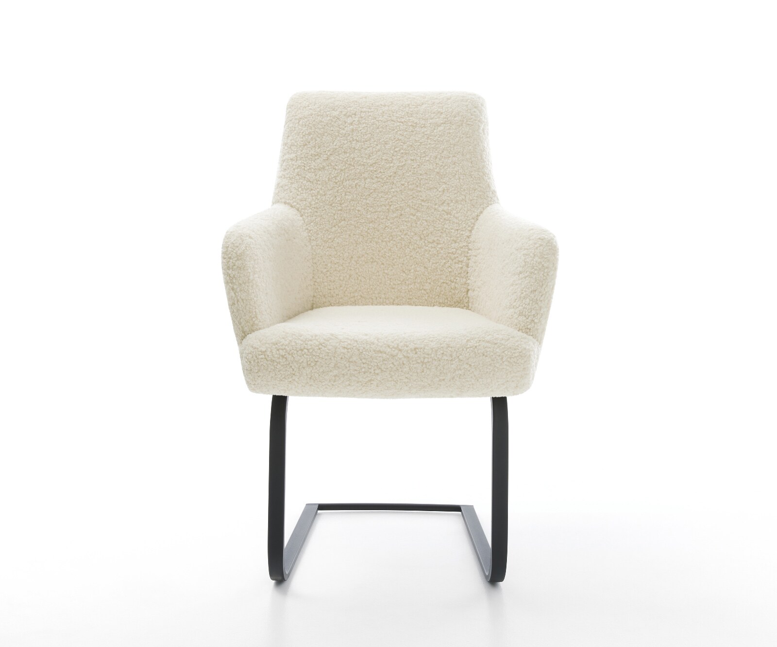 Freischwinger Heira-Flex mit Armlehnen Teddystoff Beige Freischwinger flach Schwarz Taschenfederkern 1