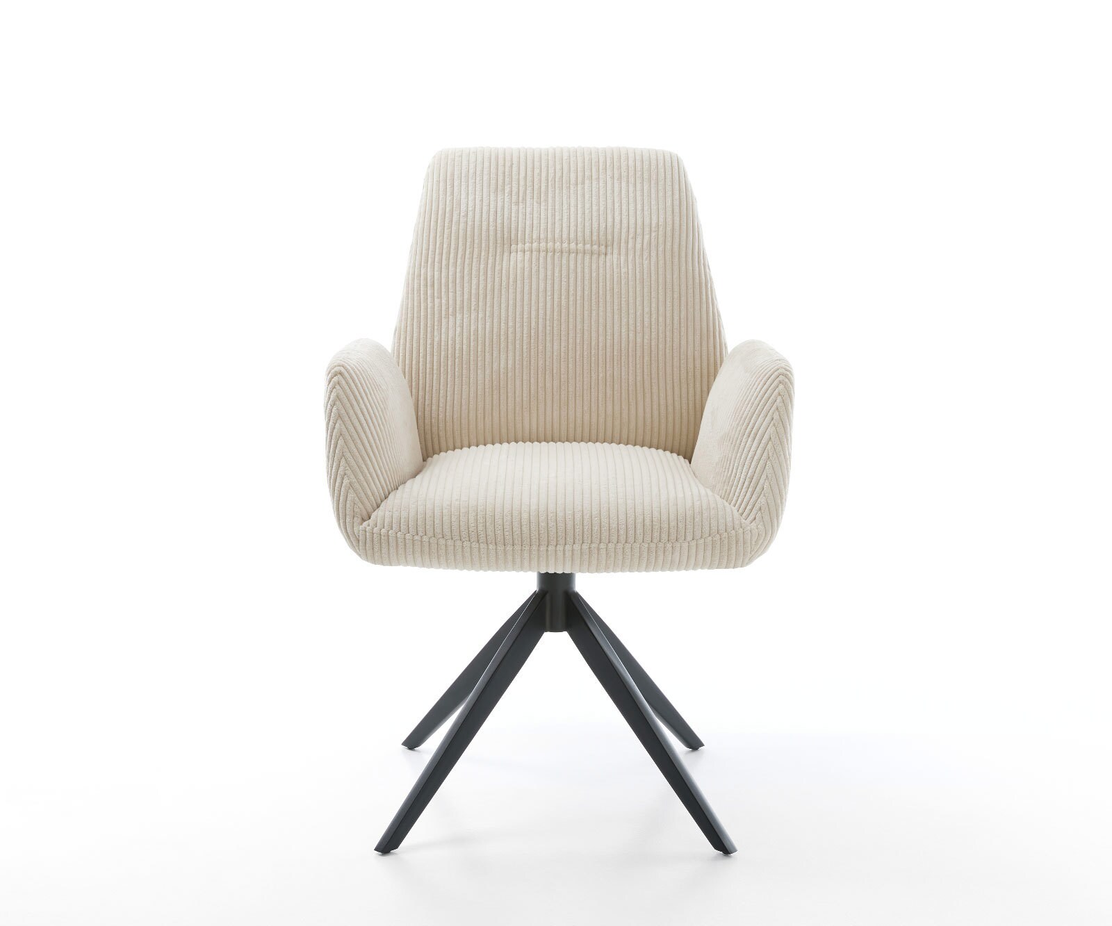 Esszimmerstuhl Zoa-Flex Cord Beige Kreuzgestell breit Schwarz Taschenfederkern 1
