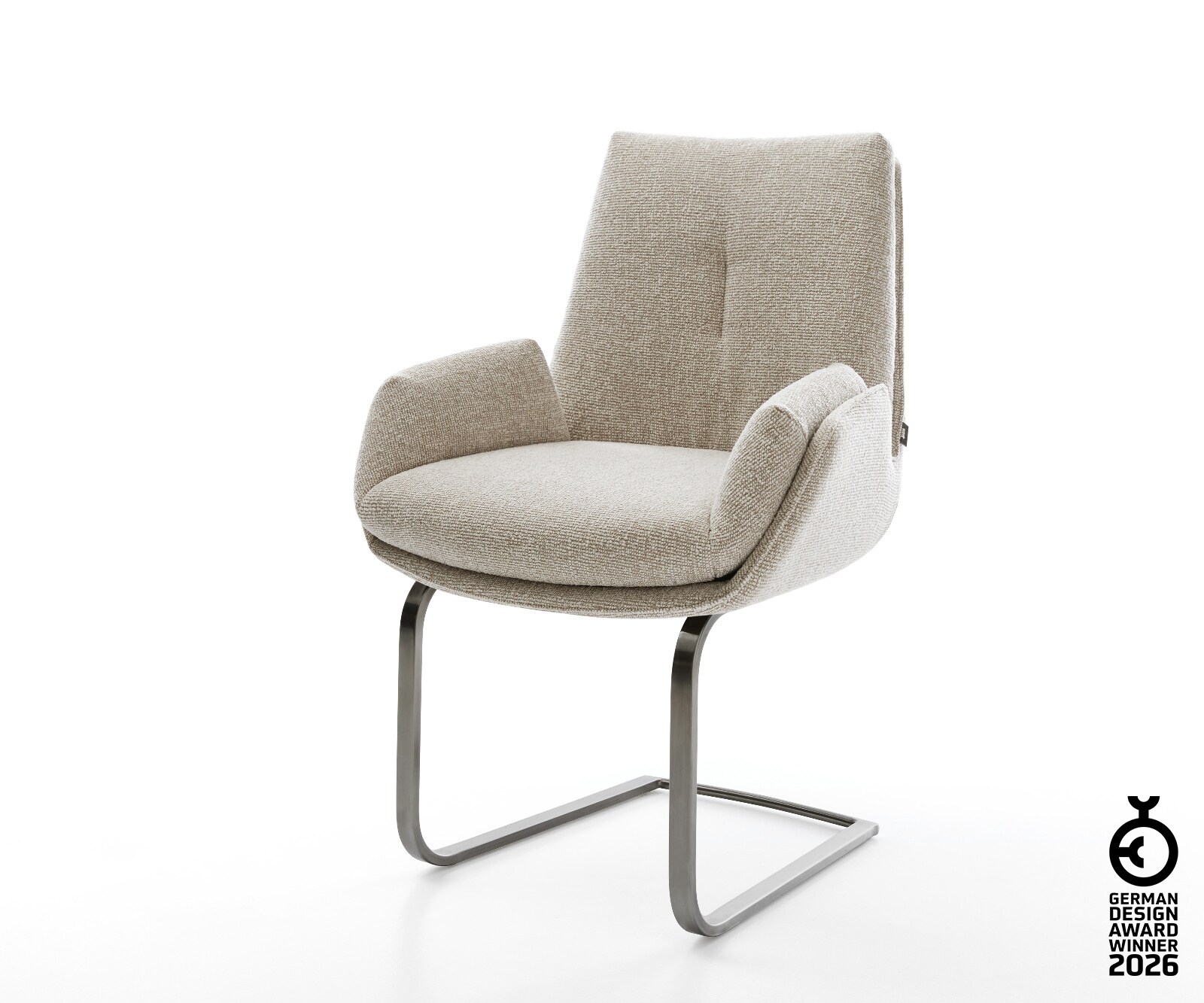 Cantilever Clea-Flex tissu tissé doux beige pied cantilever plat grafiete