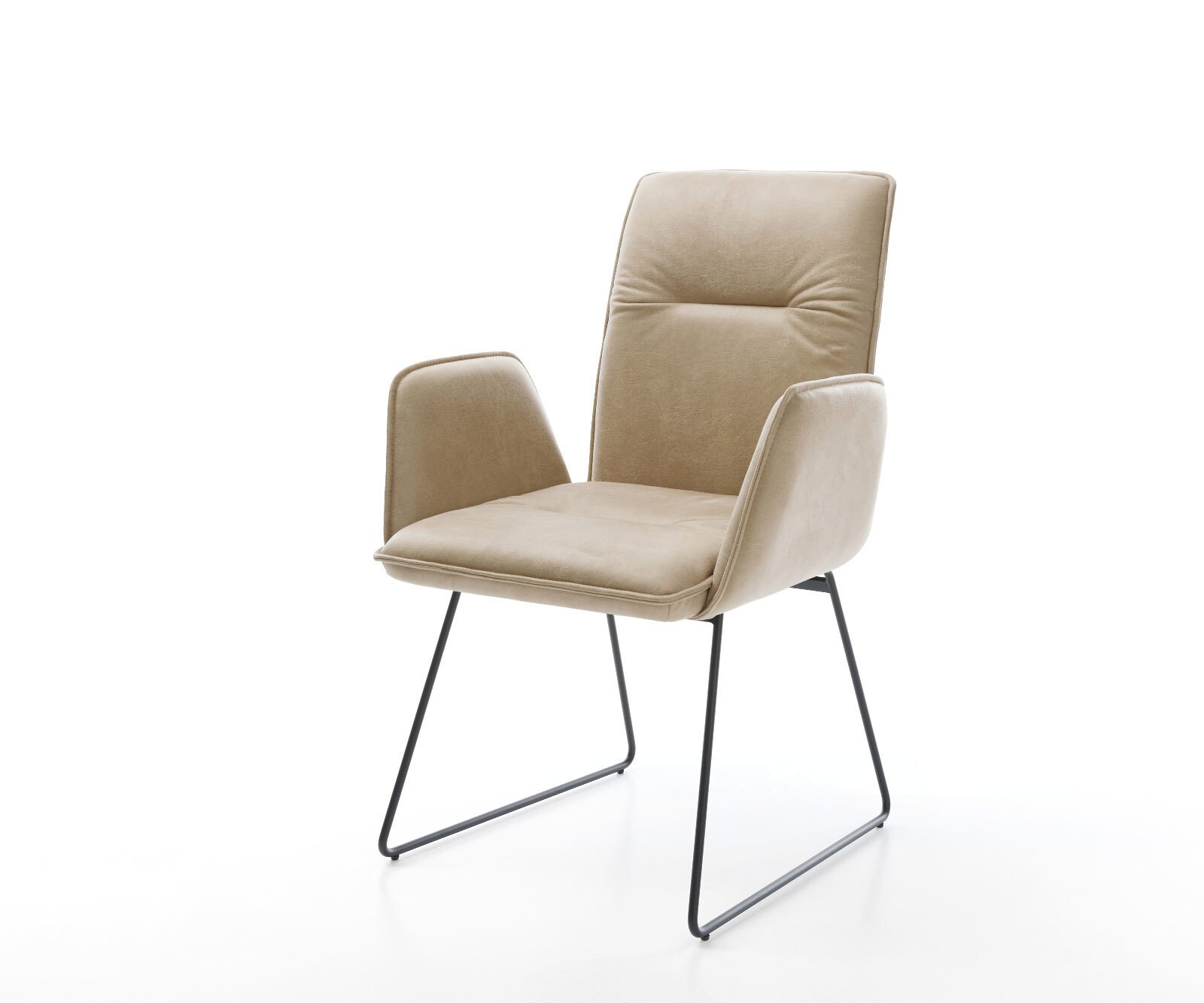 Fauteuil Vinja-Flex beige vintage cadre patin noir