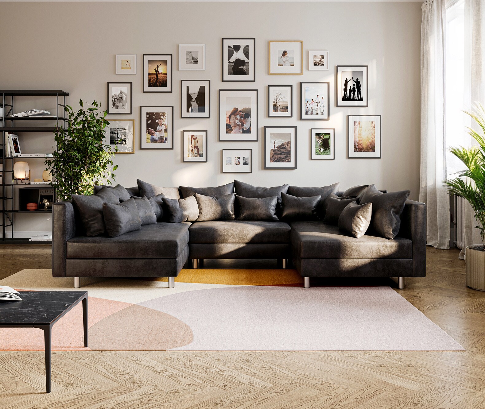 Canapé Clovis anthracite optique antique canapé modulaire 1