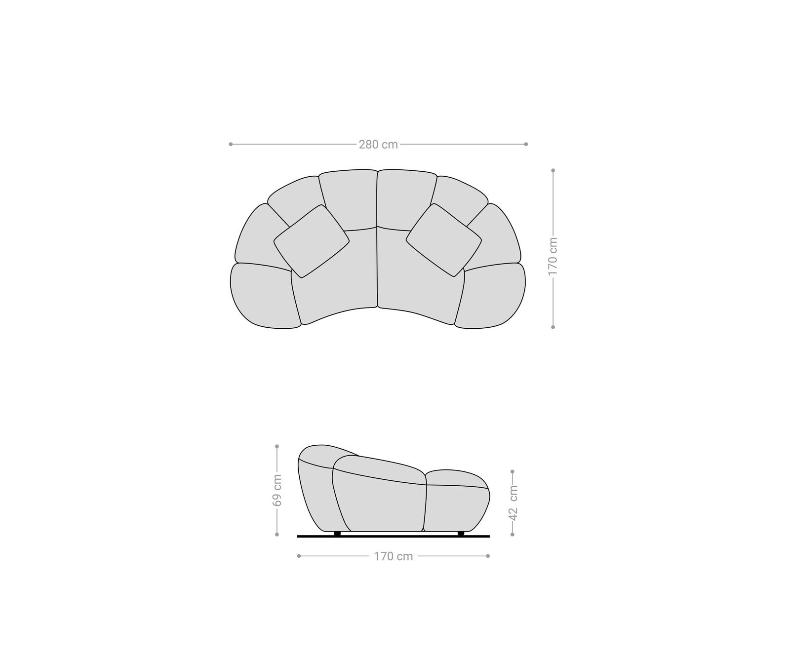 2-Sitzer Lunna 280x170 cm Bouclé Soft Beige 2 Kissen 7