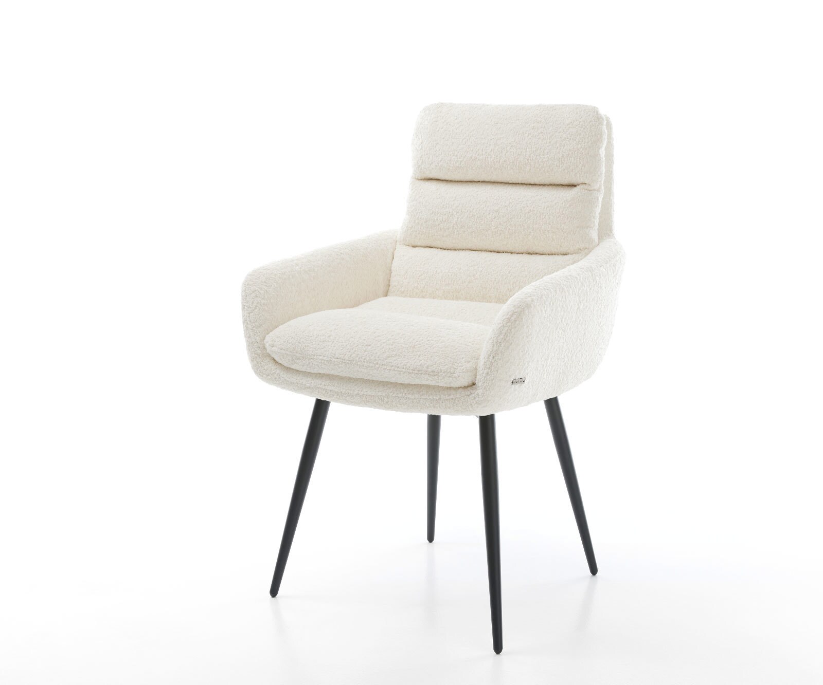 Chaise-de-salle-à-manger Abelia-Flex avec accoudoirs bouclé blanc 4 pieds coniques noir 1