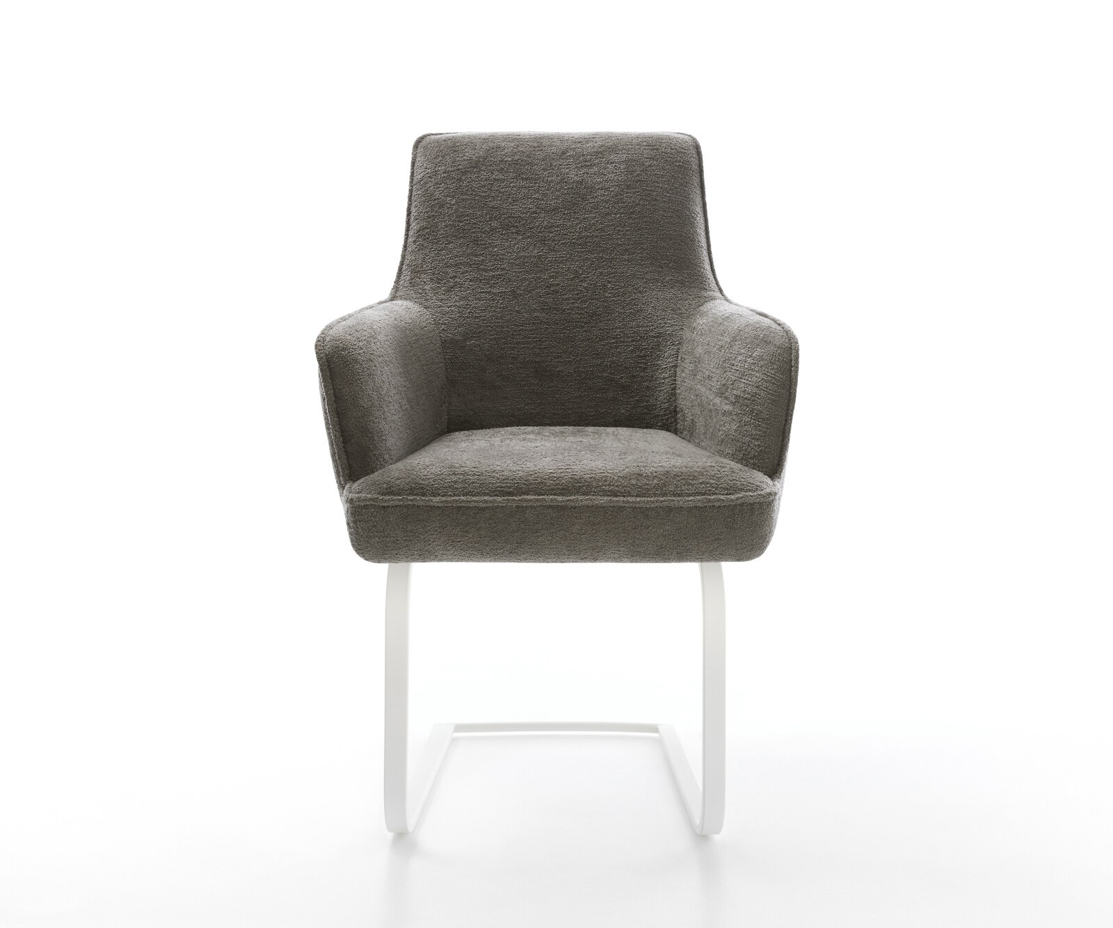 Cantilever Heira-Flex avec accoudoirs bouclé doux couleur boue pied cantilever plat blanc resorts ensachés 2