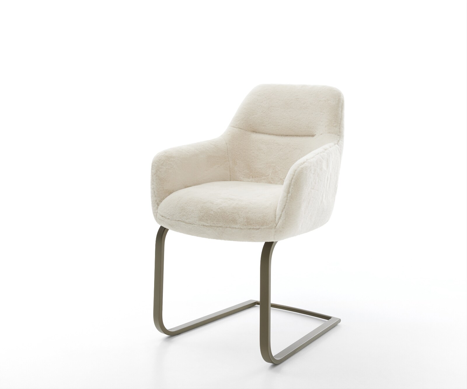 Cantilever Pejo-Flex peluche crème-blanc pied cantilever plat aspect titane resorts ensachés 1