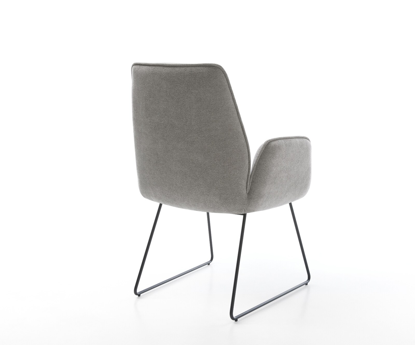 Chaise-de-salle-à-manger Zoa-Flex tissu structuré doux gris pied trapèze noir resorts ensachés 4