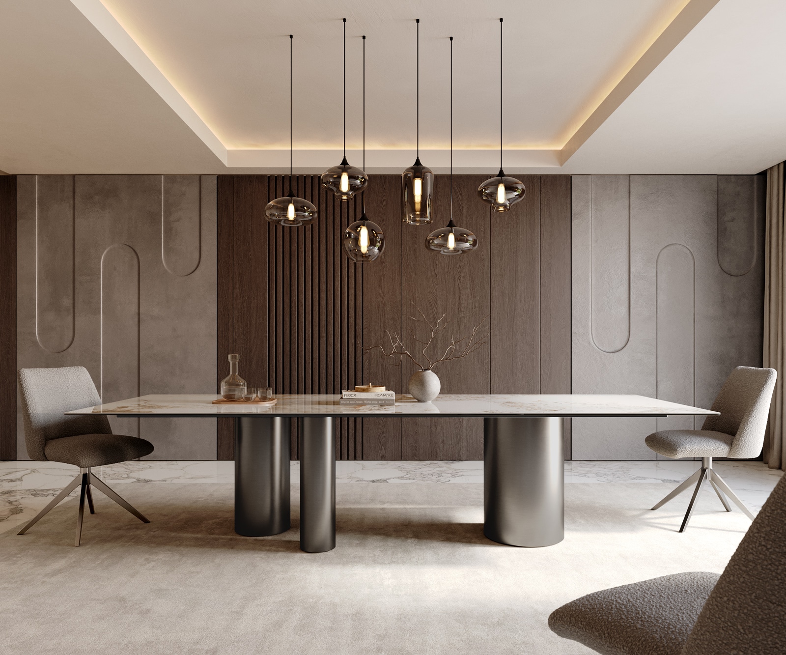 Table à manger Edge 300x100 Céramique Minas Melange Blanc-Beige Troa Acier inoxydable Graphite 1 Table à manger Edge 300x100 Céramique Minas Melange Blanc-Beige Troa Acier inoxydable Graphite 1