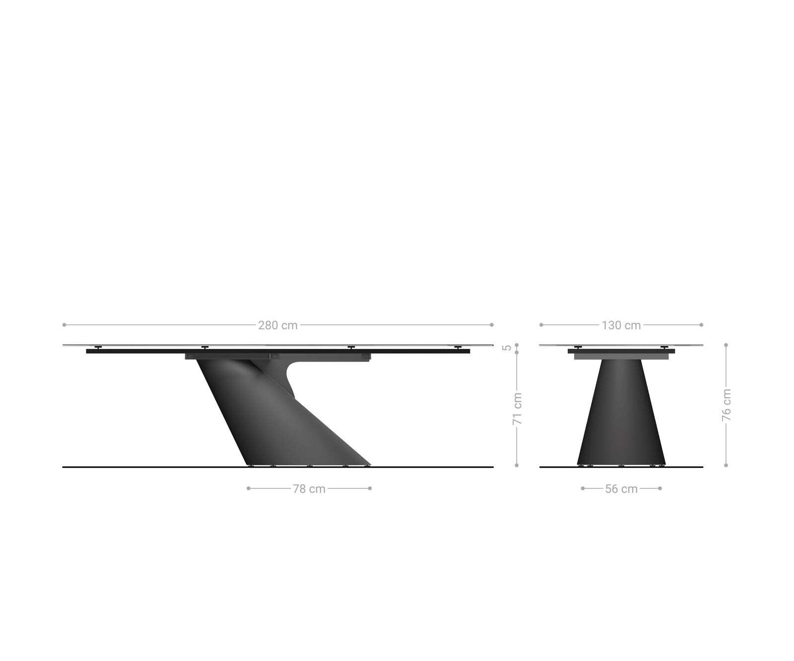 Table de salle à manger Edge Ovale Céramique Emperador Extra Lucidato Brun foncé 280x130 Cono Métallique Or 6