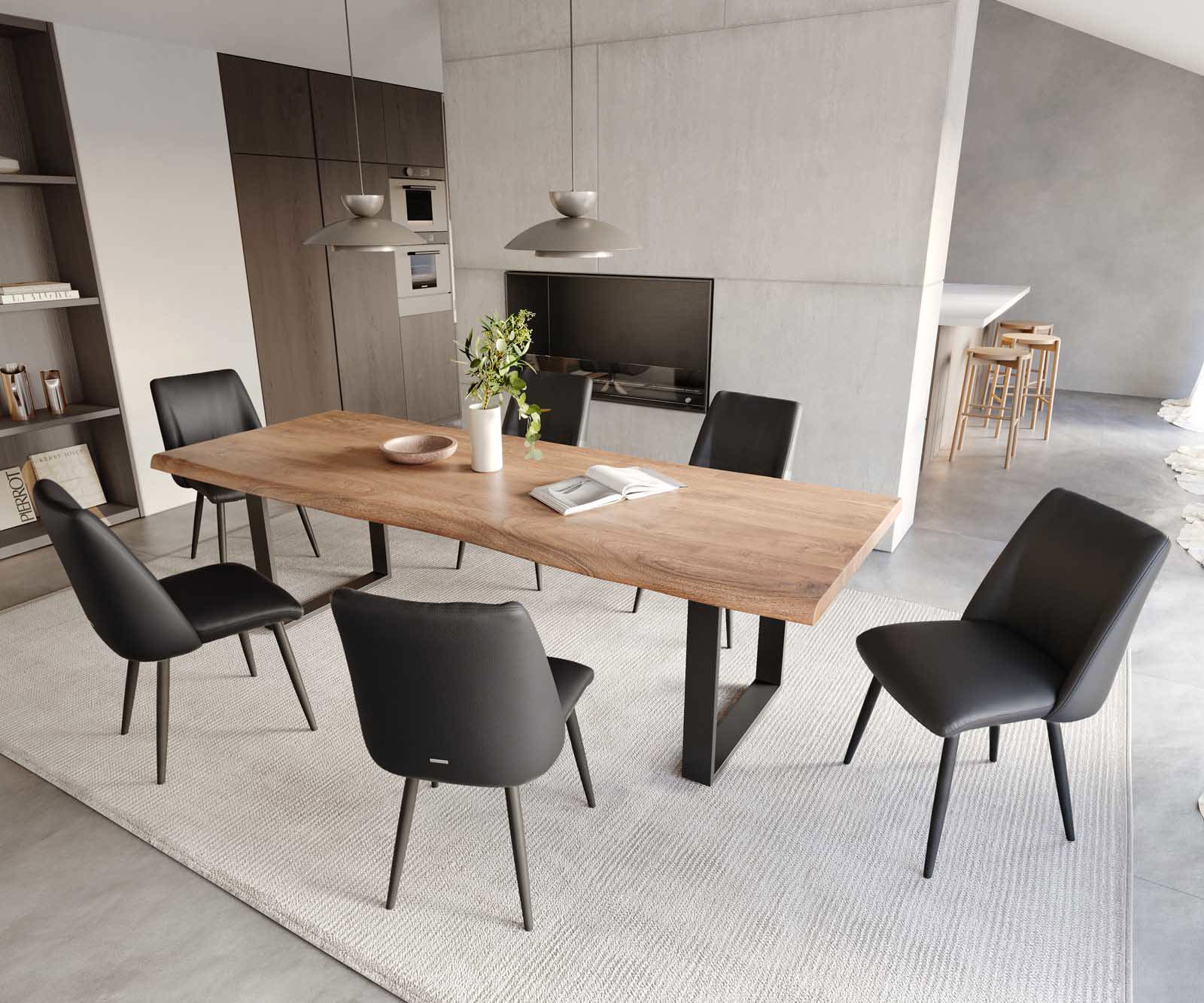 Esszimmerstuhl Elso-Flex Echt-Leder Schwarz 4-Fuß konisch Schwarz Taschenfederkern 4 Esszimmerstuhl Elso-Flex Echt-Leder Schwarz 4-Fuß konisch Schwarz Taschenfederkern 4