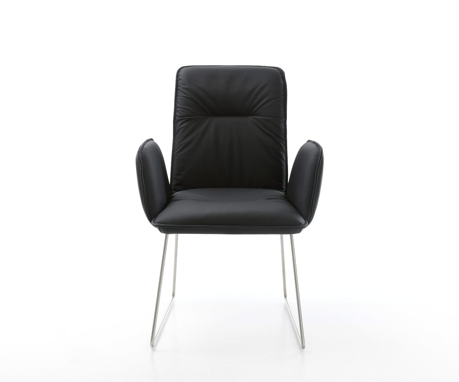 Esszimmerstuhl Vinja-Flex Echt-Leder Schwarz Kufengestell Edelstahl 1 Esszimmerstuhl Vinja-Flex Echt-Leder Schwarz Kufengestell Edelstahl 1