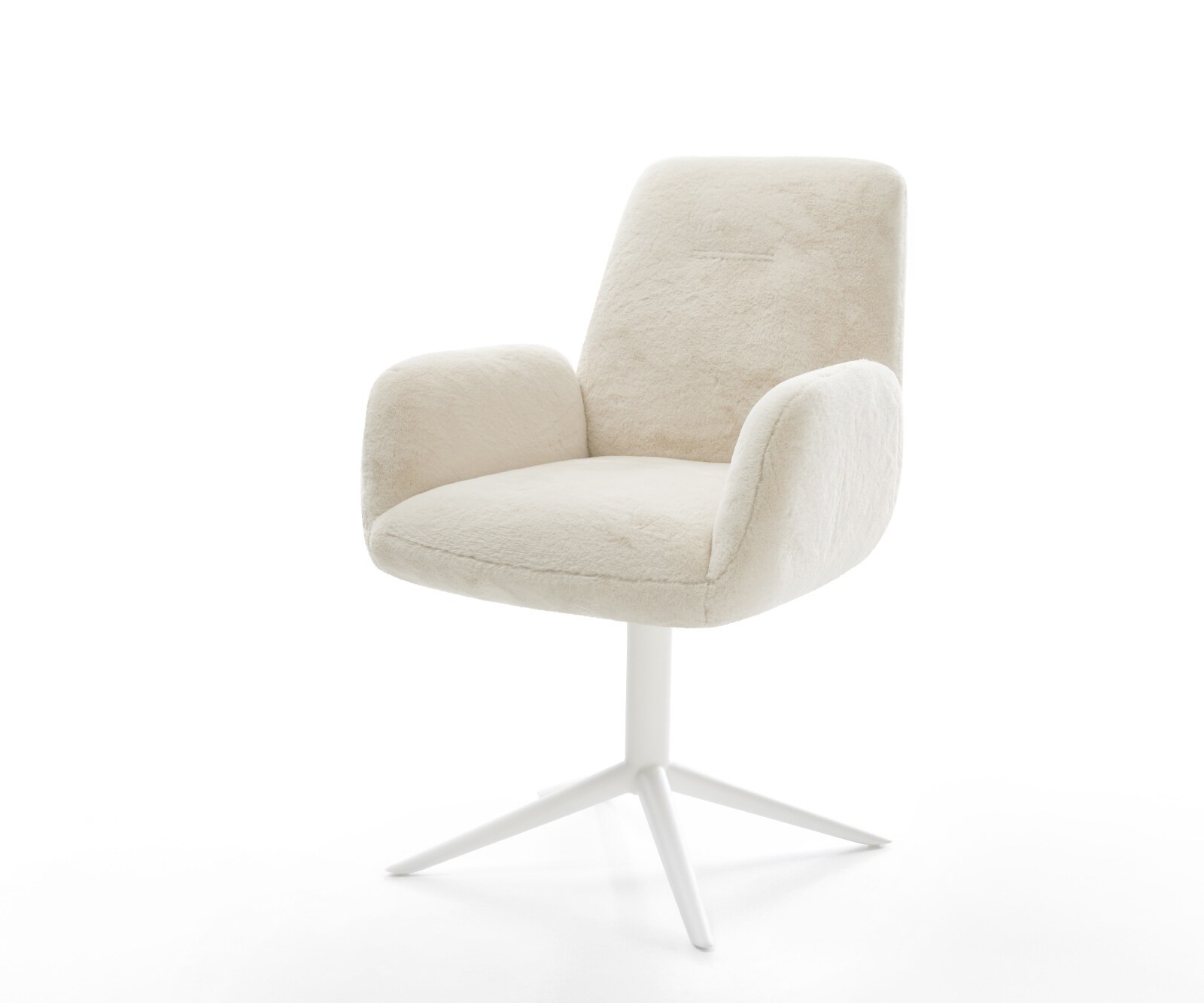 Drehstuhl Zoa-Flex Plüsch Creme-Weiß Fußkreuz Weiß 360° drehbar Wippfunktion Taschenfederkern 1