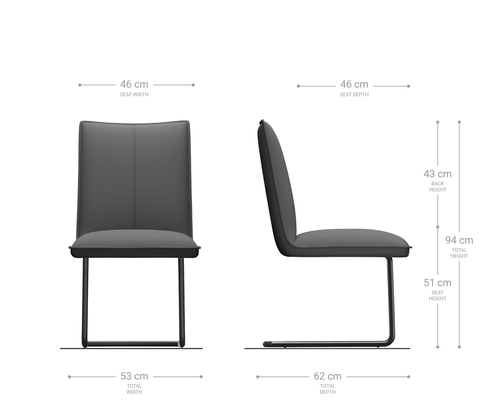 Cantilever Lelio-Flex velours gris pied cantilever rond acier inoxydable brossé ressorts ensachés 6