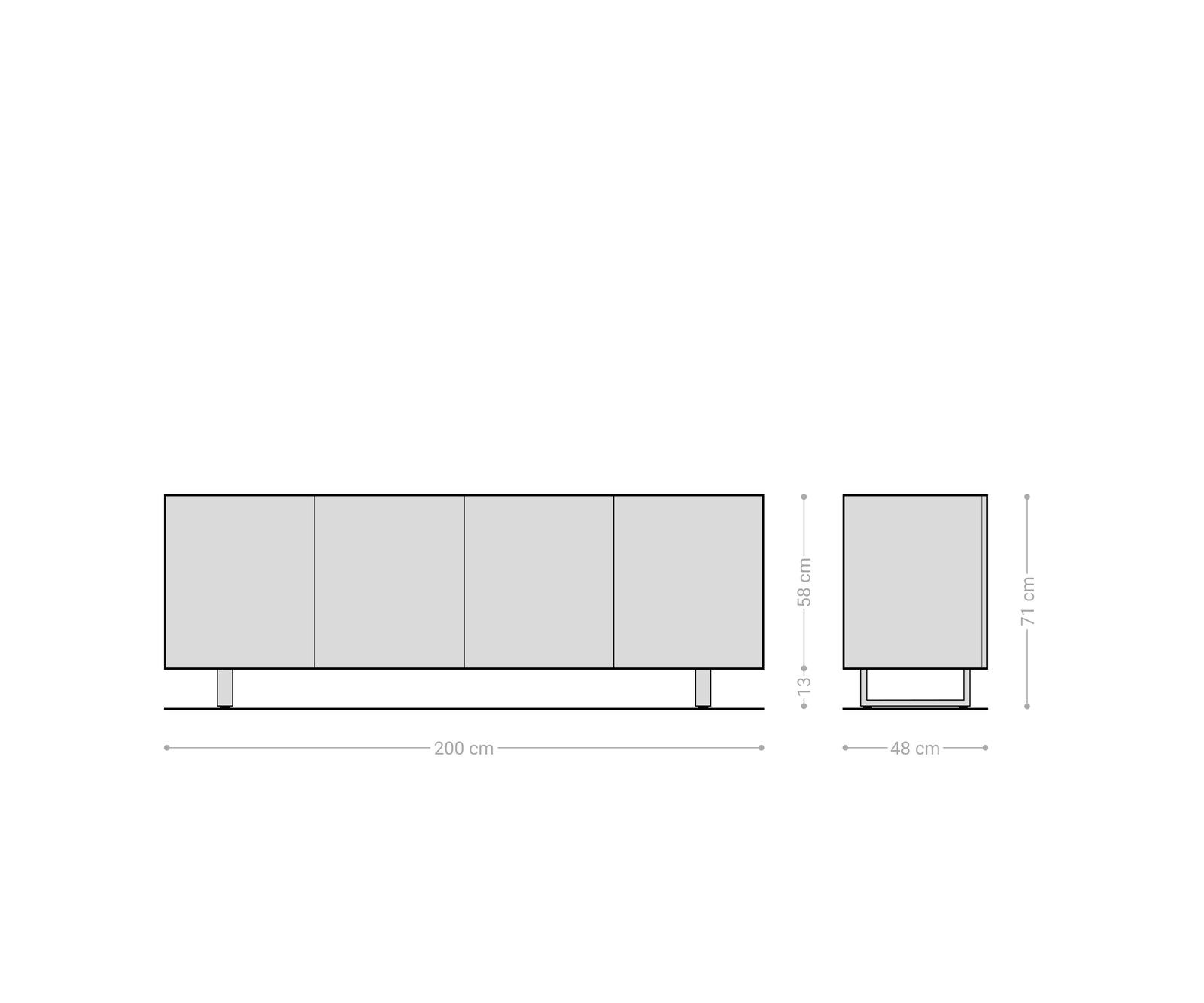 Sideboard Ashara 200 cm Eiche Natur 3D Effekt 4 Türen Kufe Edelstahl gebürstet 5