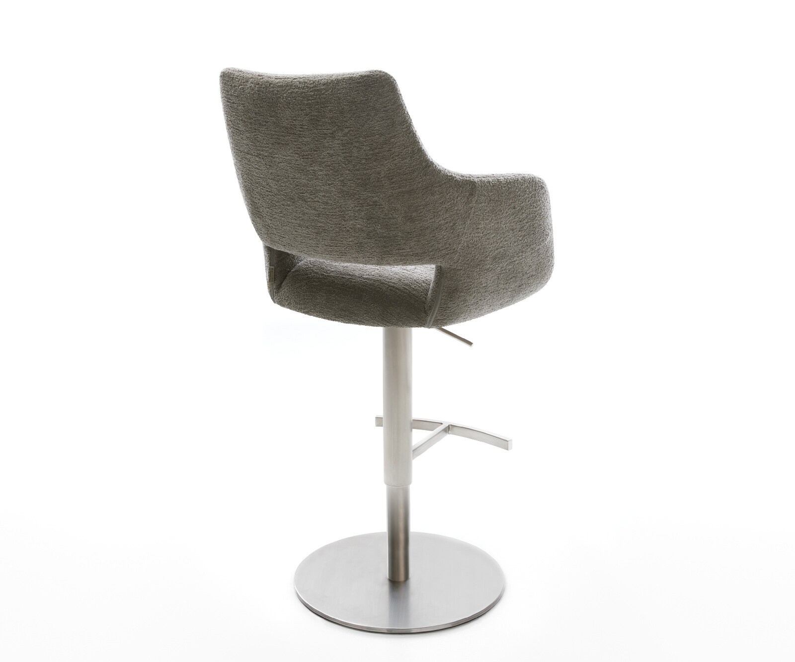 Barstuhl Yago-Flex Bouclé Soft Schlamm Drehfuß höhenverstellbar Edelstahl Silberfarben Taschenfederkern 5